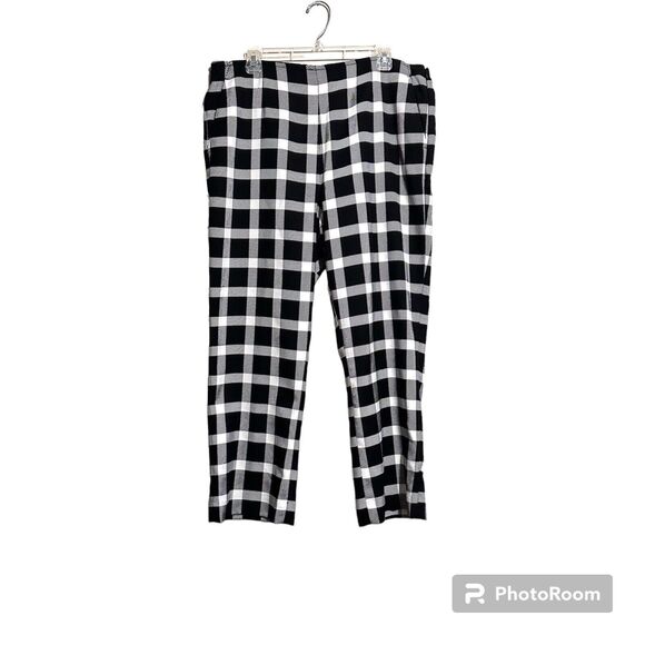 Gap High Rise Flare Crop Pant Size 16 Stretch Plus Pockets Plaid - Picture 1 of 5